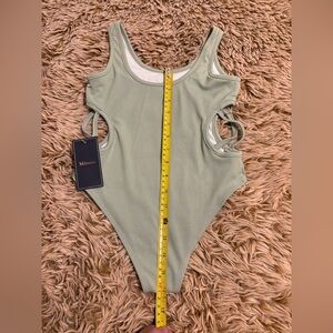 Milumia Green Ribbed One Piece Swimsuit - Size 9Y